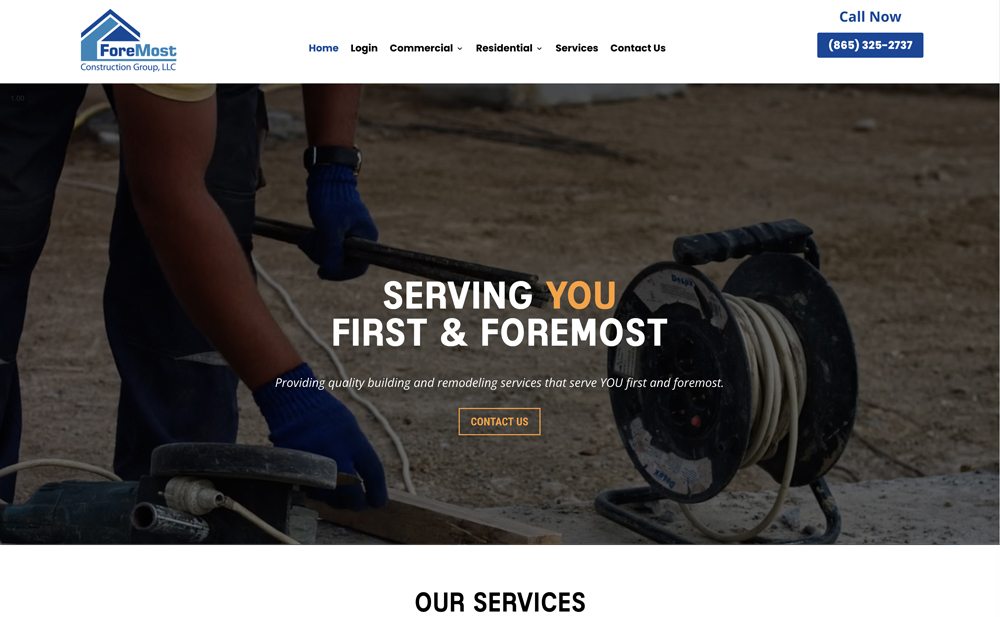 Foremost Construction Group website design G Squared Studios